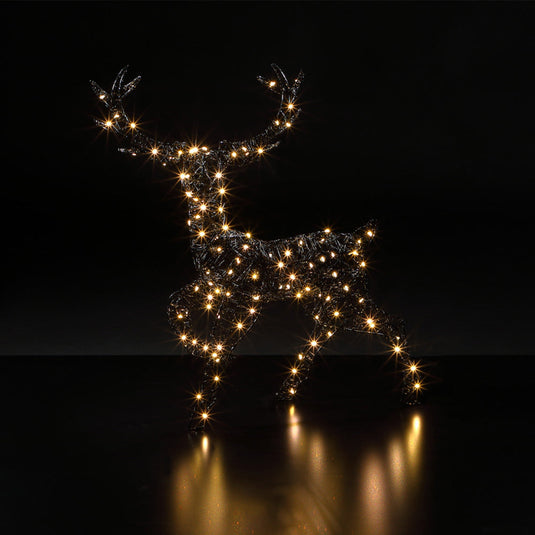 52cm Black Wire Stag - 150 Warm White LEDs