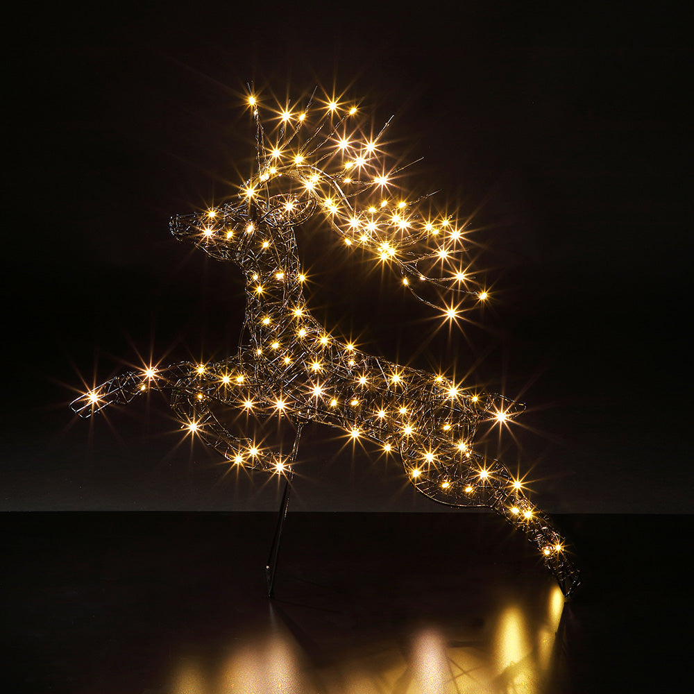 55CM Black Wire Leaping Stag with Branch Antlers - 210 LEDs