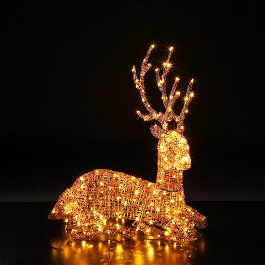 85cm Brown Acrylic Resting Dad Deer - 180 LEDs