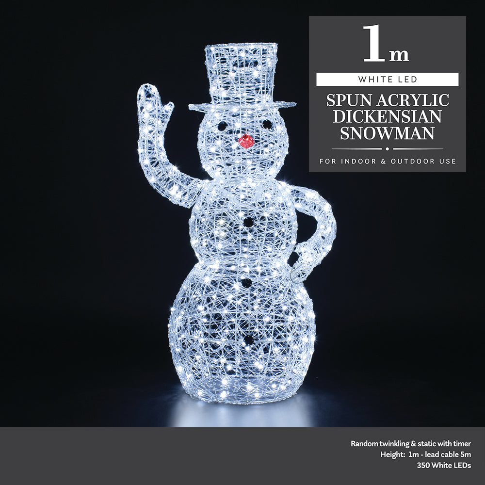 1m Spun Acrylic Dickensian Snowman