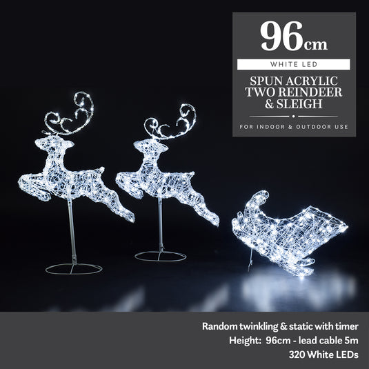 Acrylic Sleigh with 2 Reindeer