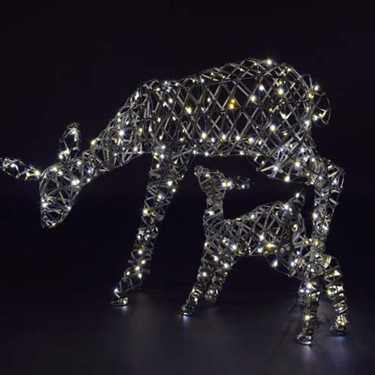Grey Duo Bulb Rattan Woburn Deer & Fawn