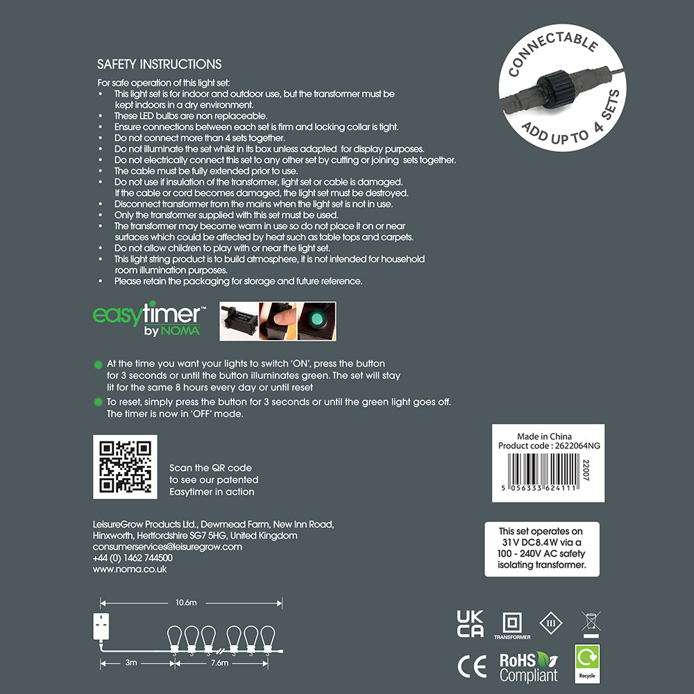 20 Connectable LED Spiral Filament Bulb Festoon