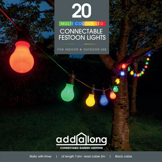 20 Connectable Multicolour LED PRO Festoon