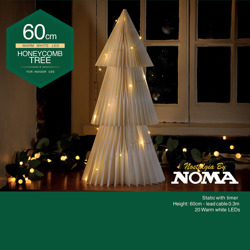 60cm Battery Operated Cream Honeycomb Tree with Warm White Wire Lights