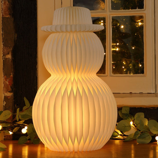 51cm Battery Operated Cream Snowman with Globe Light NOMA