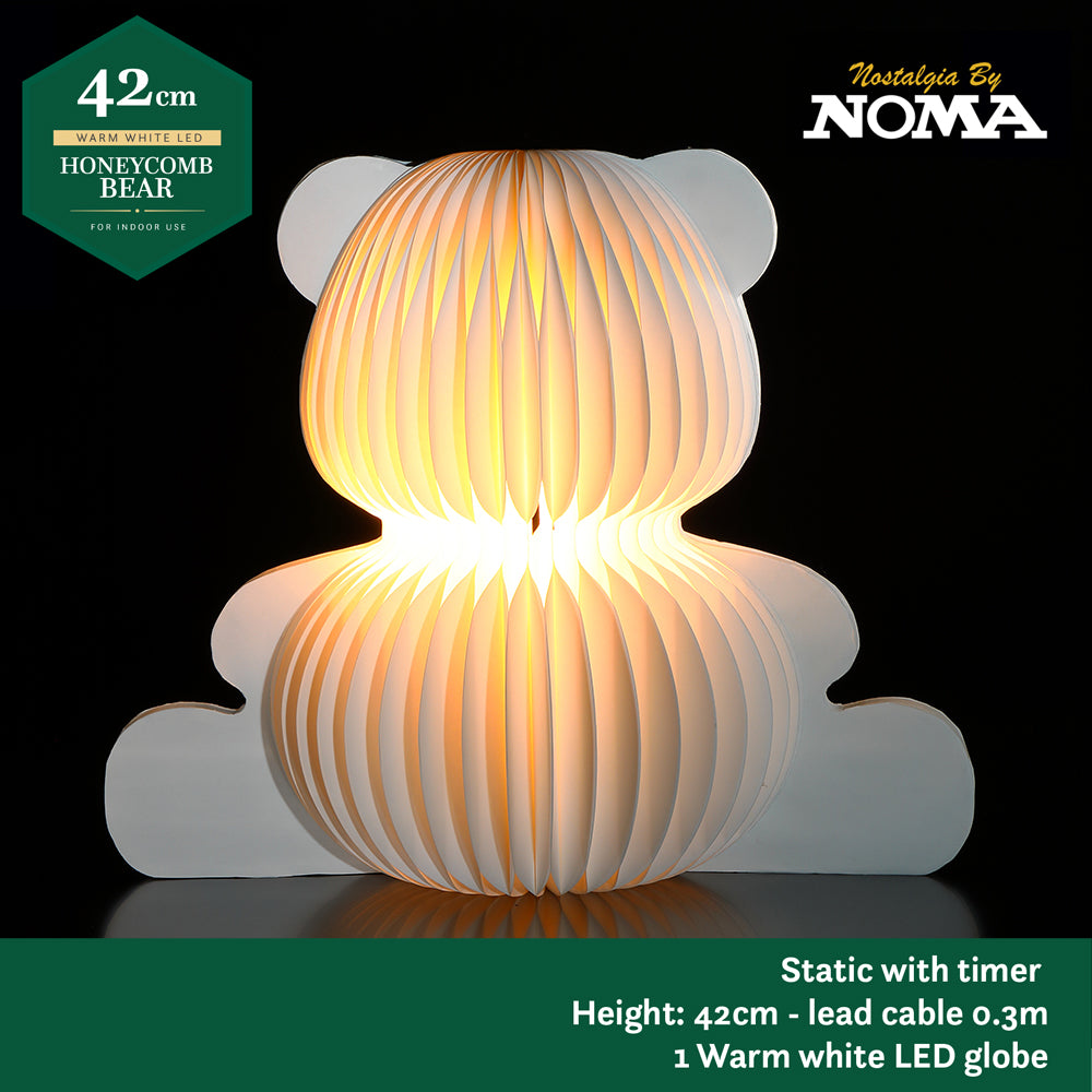 42cm Cream Honeycomb Bear with Globe Light
