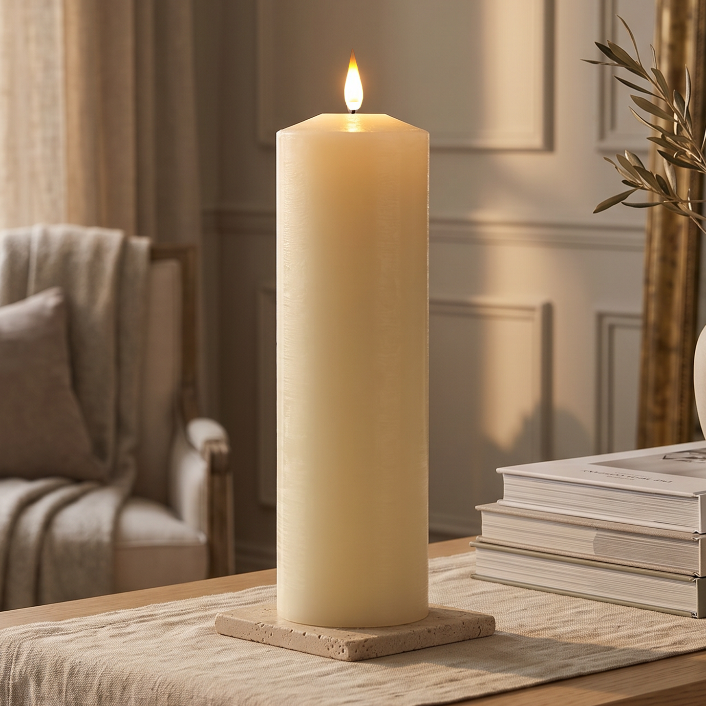 30CM Large Ivory Pillar Candles