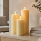Set of 3 Large Ivory Pillar Candles