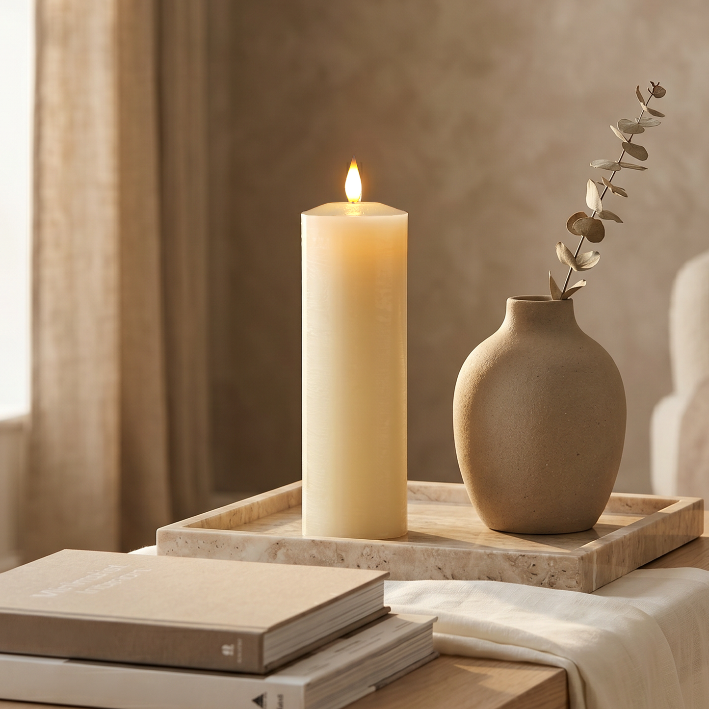 25CM Ivory Pillar Candle