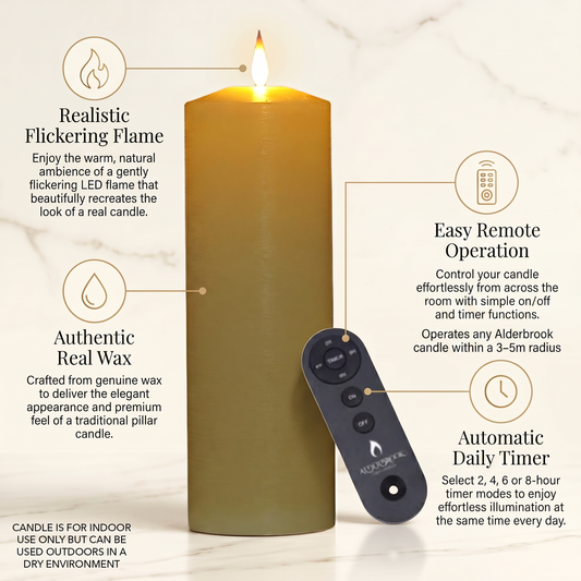Set of 3 Ivory Pillar Candles