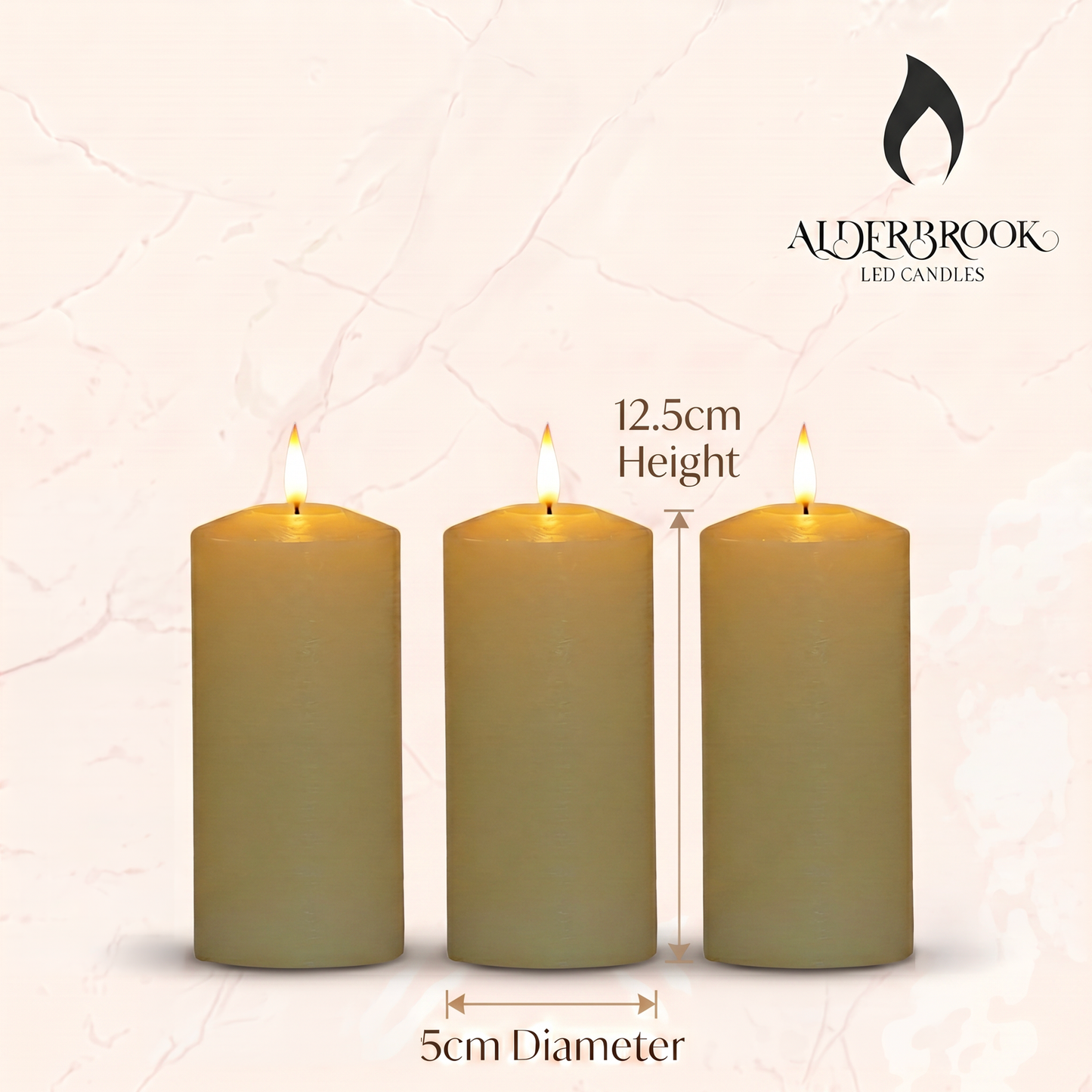 Set of 3 Slim Ivory Pillar Candles