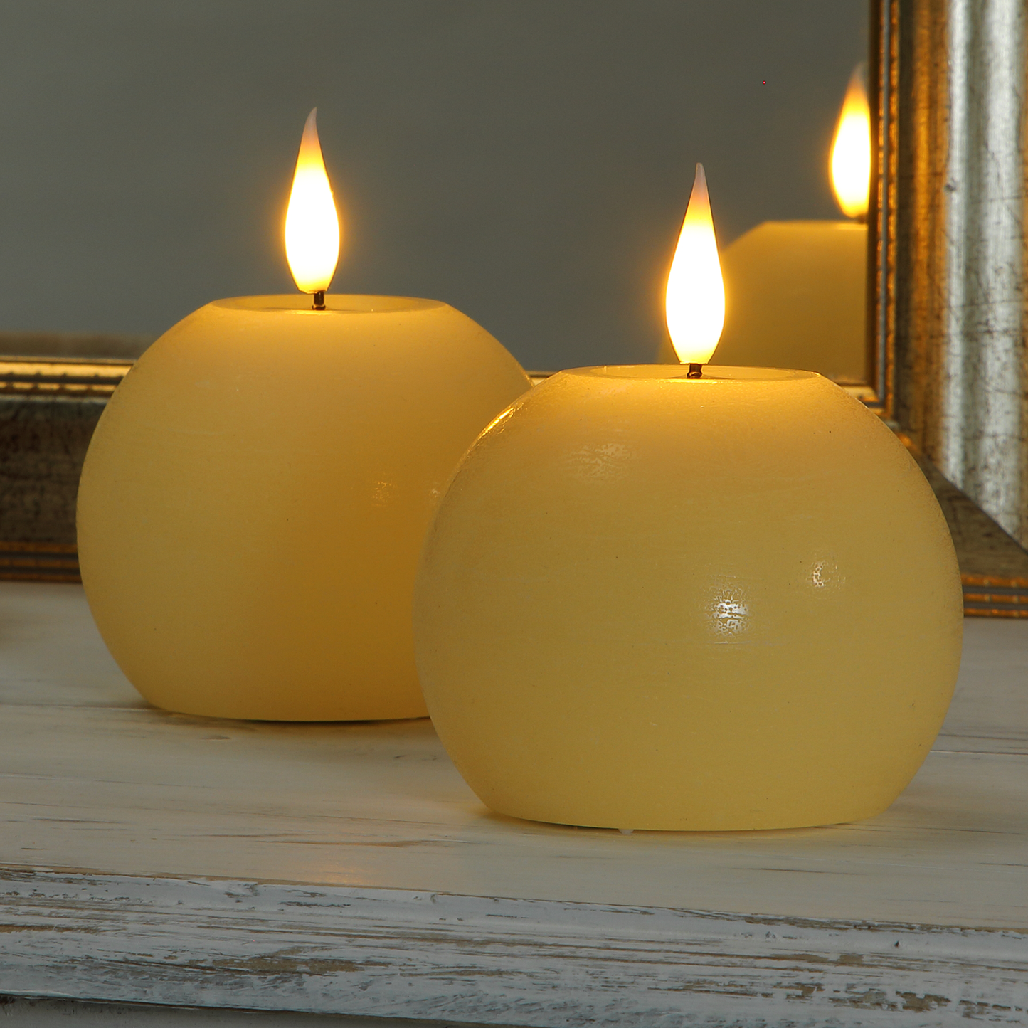 Set of 2 Ivory Sphere Candles