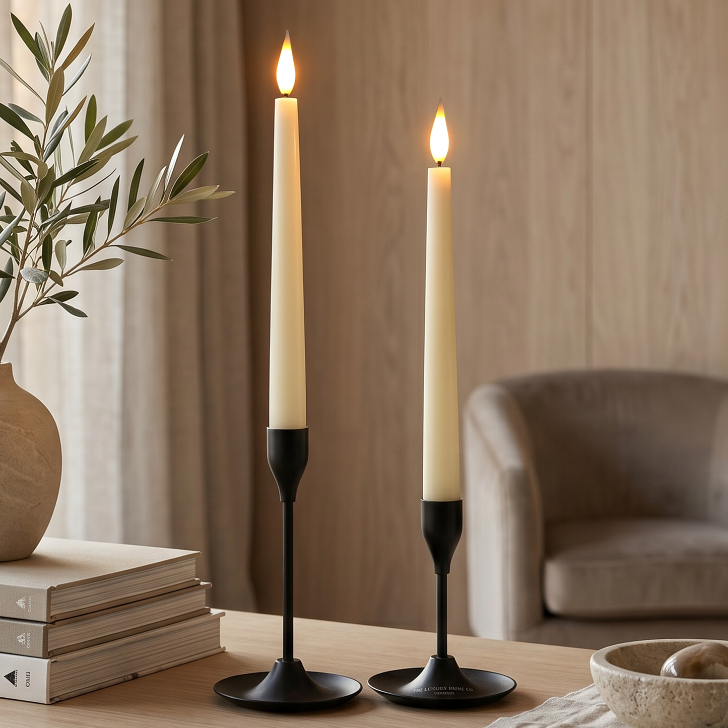 Set of 2 Ivory Taper Candles