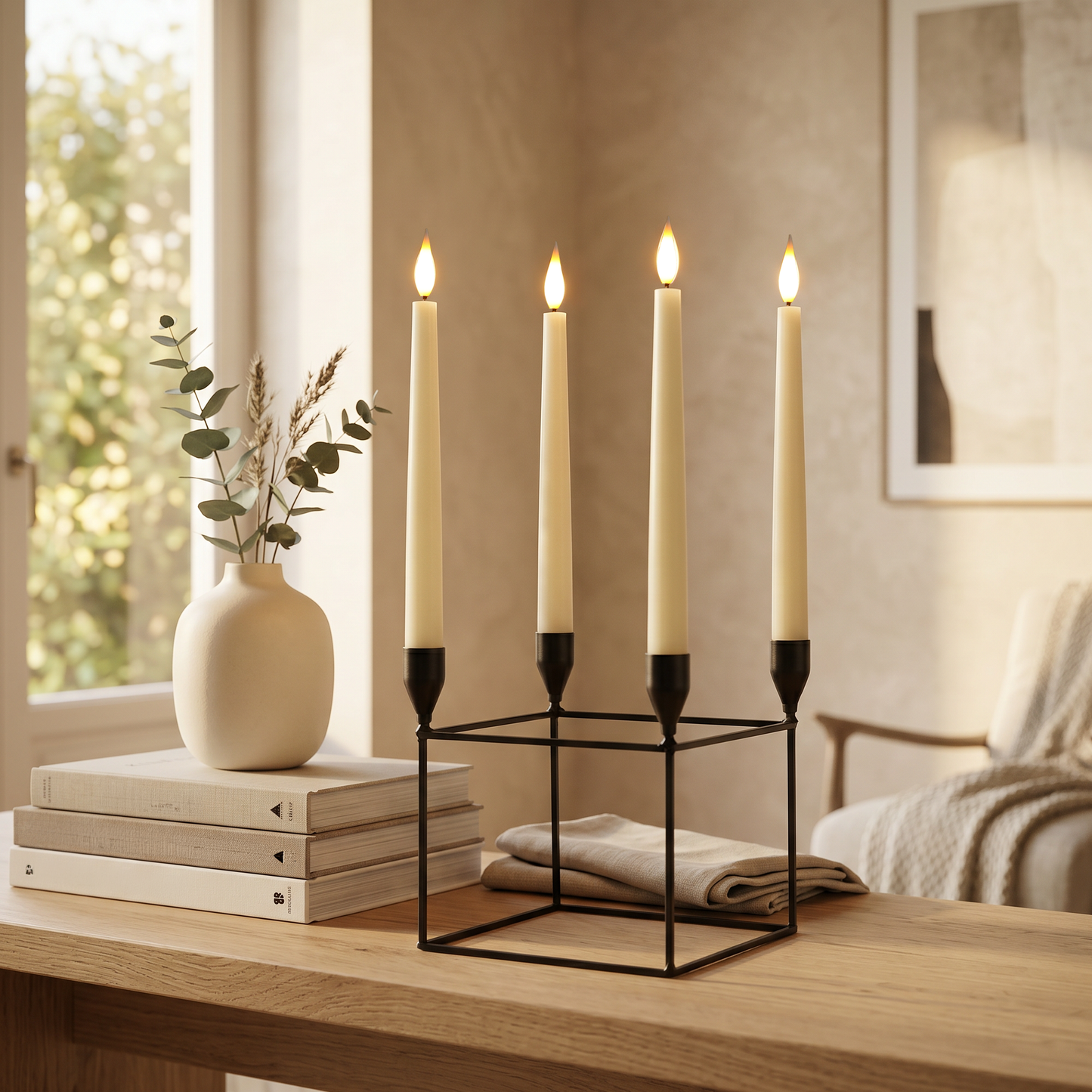 Set of 4 Ivory Taper Candles