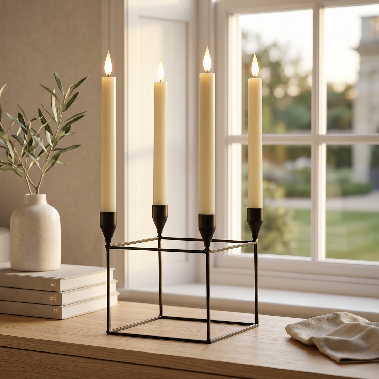 Set of 4 Ivory Dinner Candles