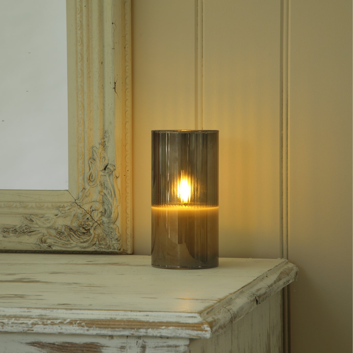15CM Ribbed Glass Candle