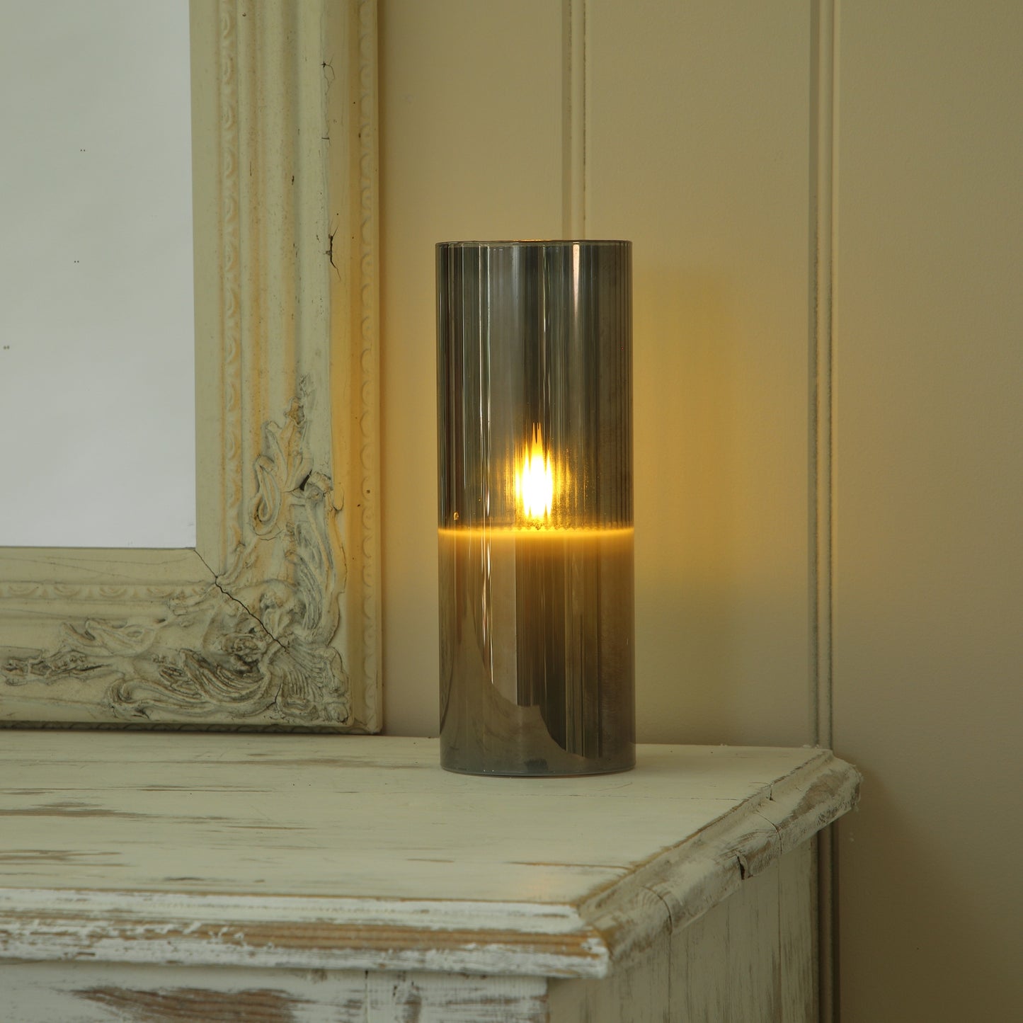 20CM Ribbed Glass Candle