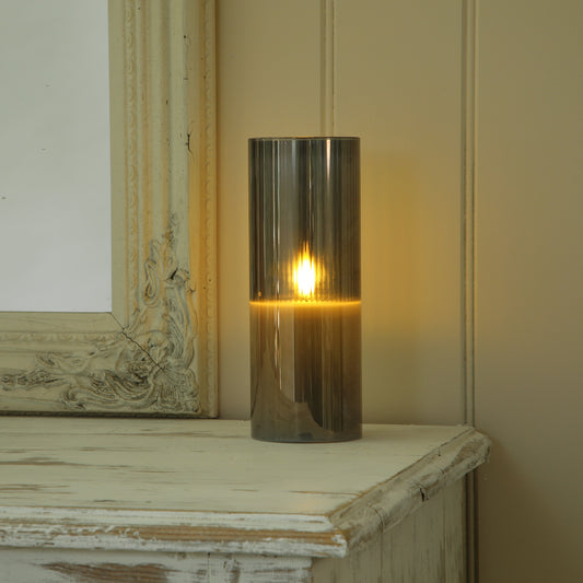 20CM Ribbed Glass Candle