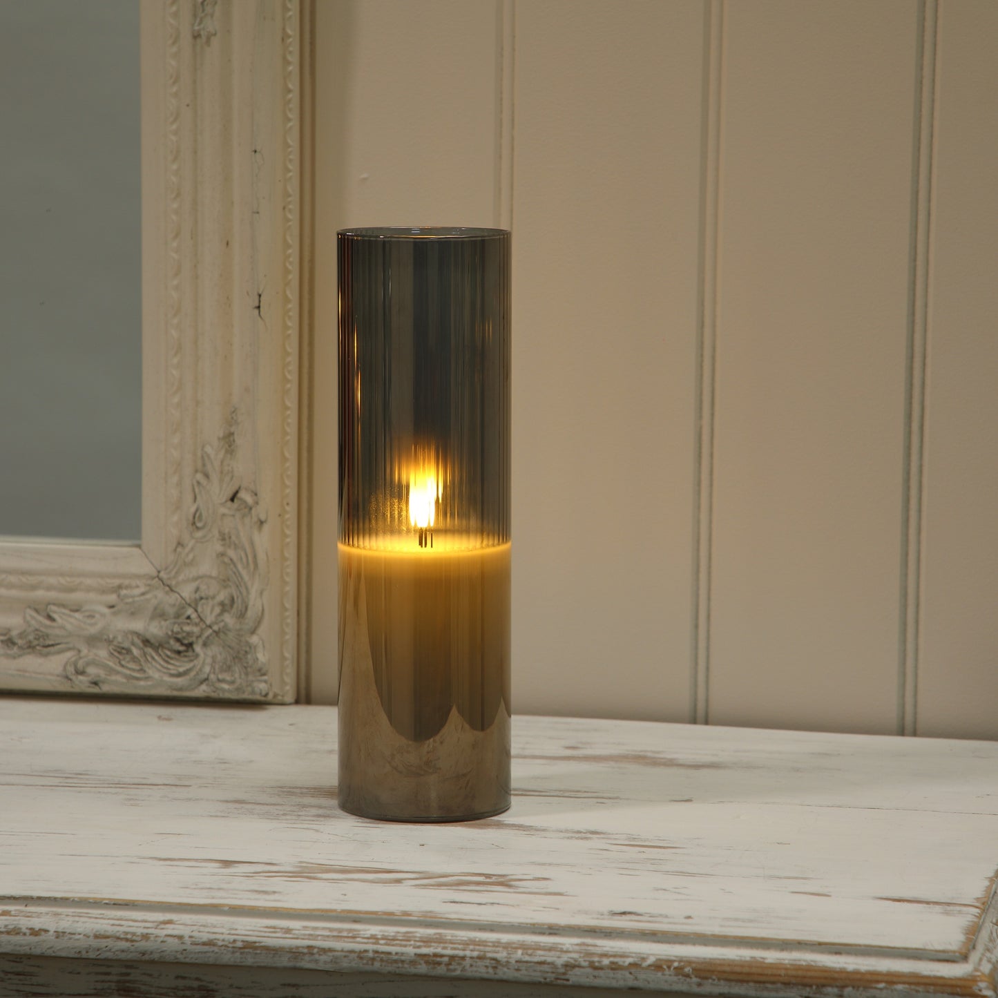 25CM Ribbed Glass Candle