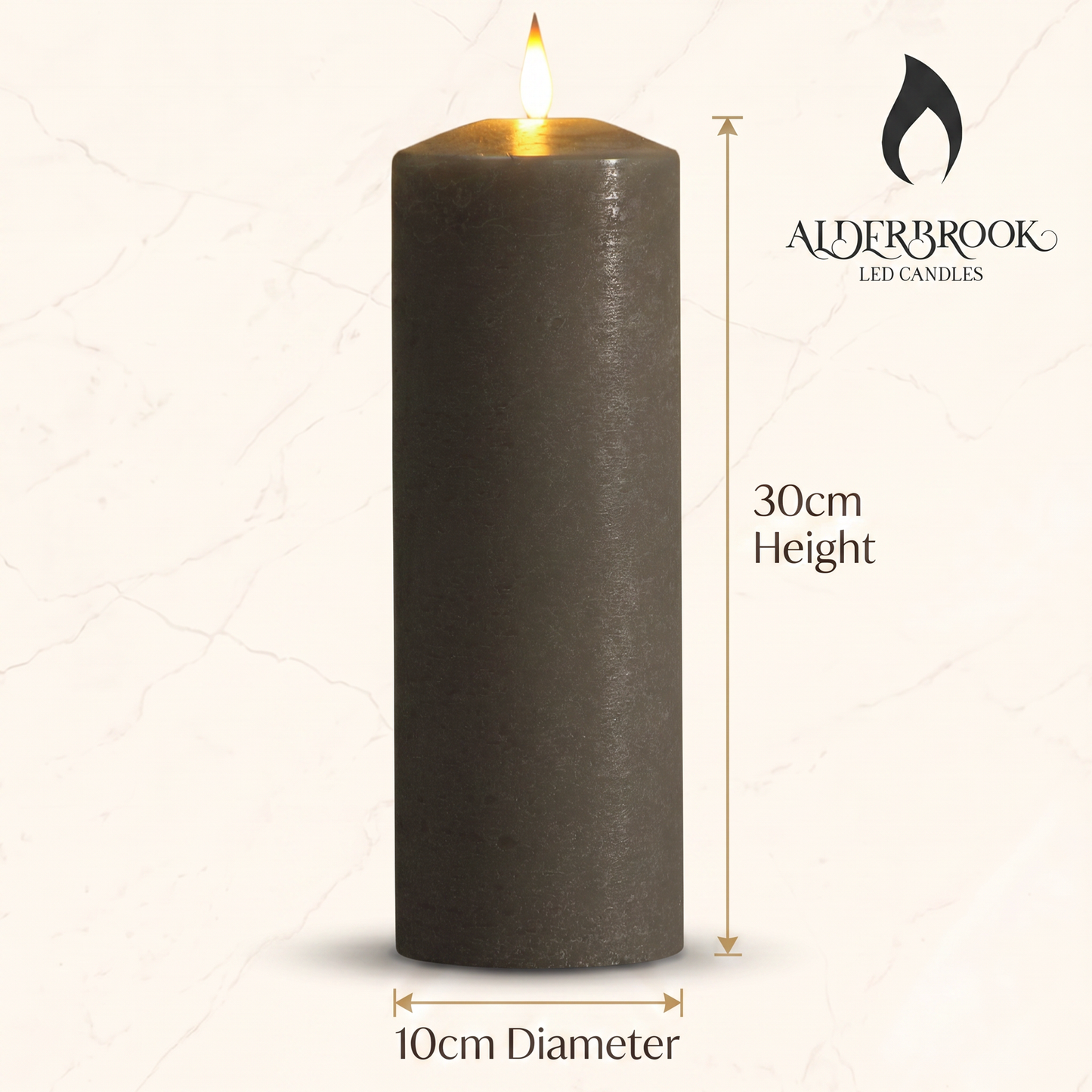 30CM Large Pewter Pillar Candle
