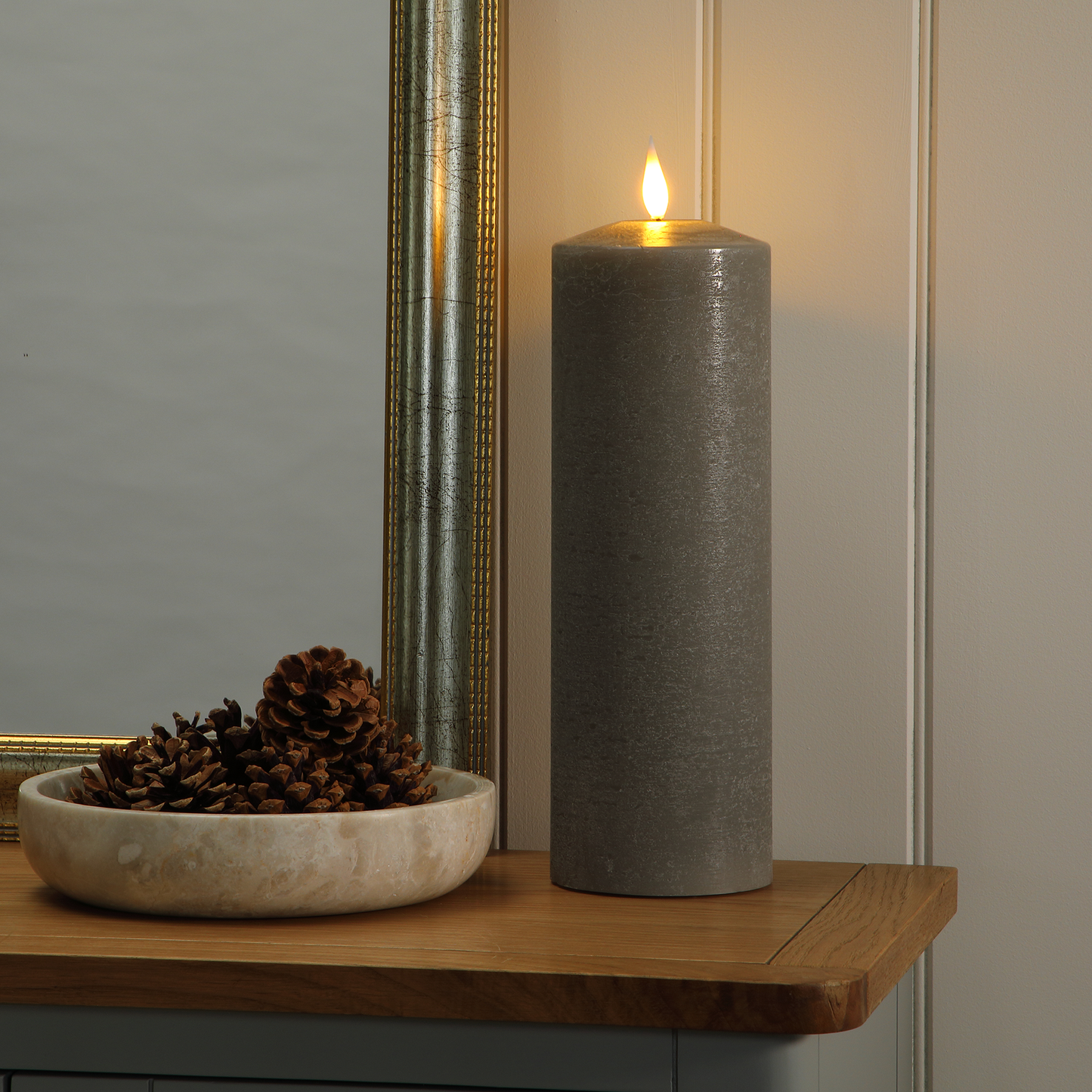 30CM Large Pewter Pillar Candle