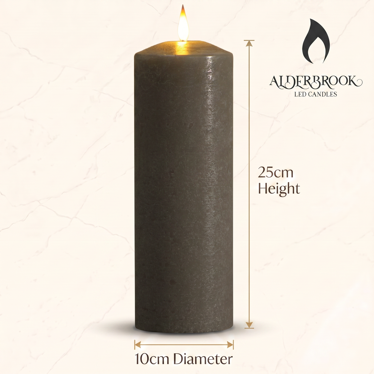 25CM Large Pewter Pillar Candle