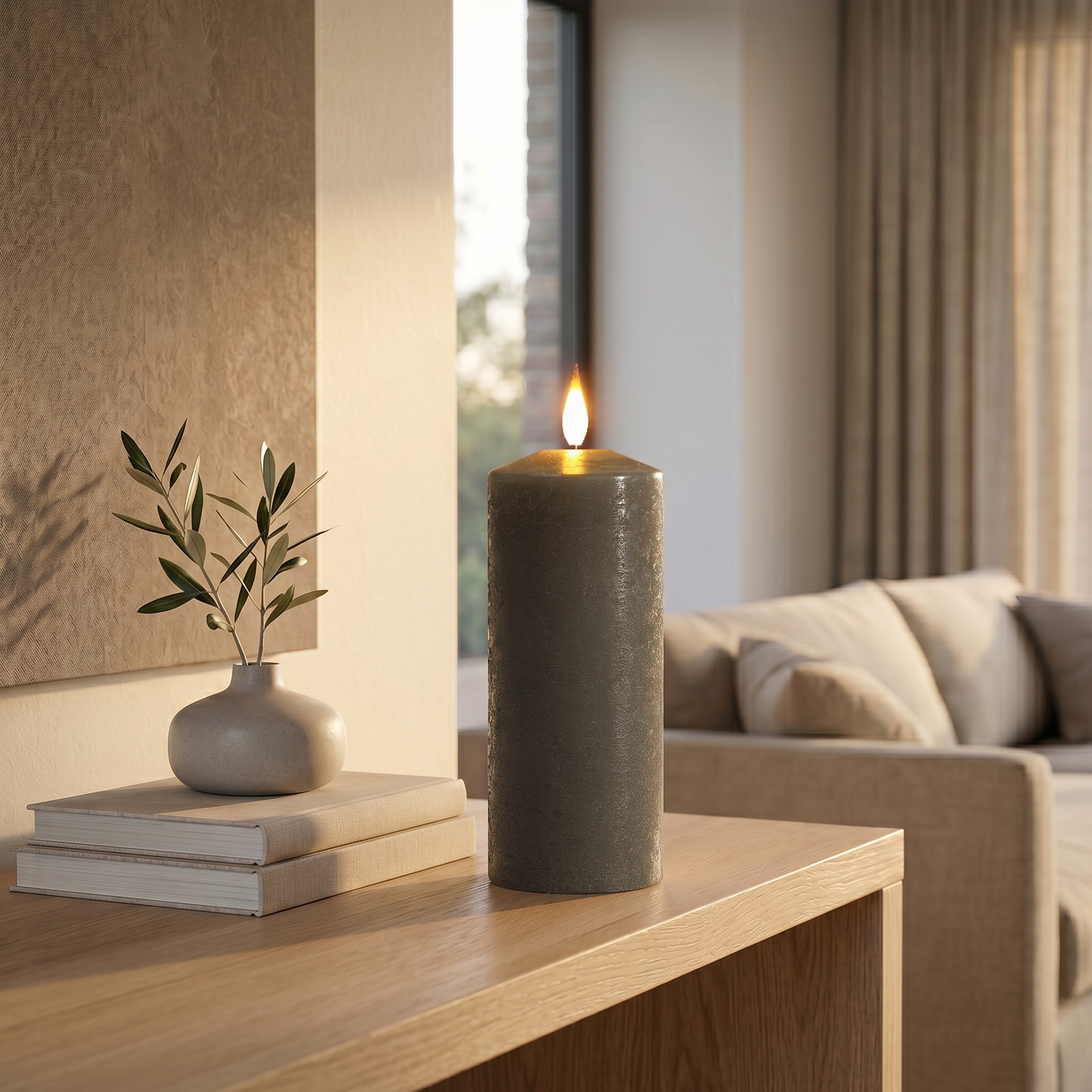 25CM Large Pewter Pillar Candle