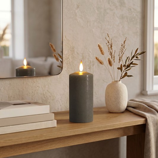 20CM Large Pewter Pillar Candle