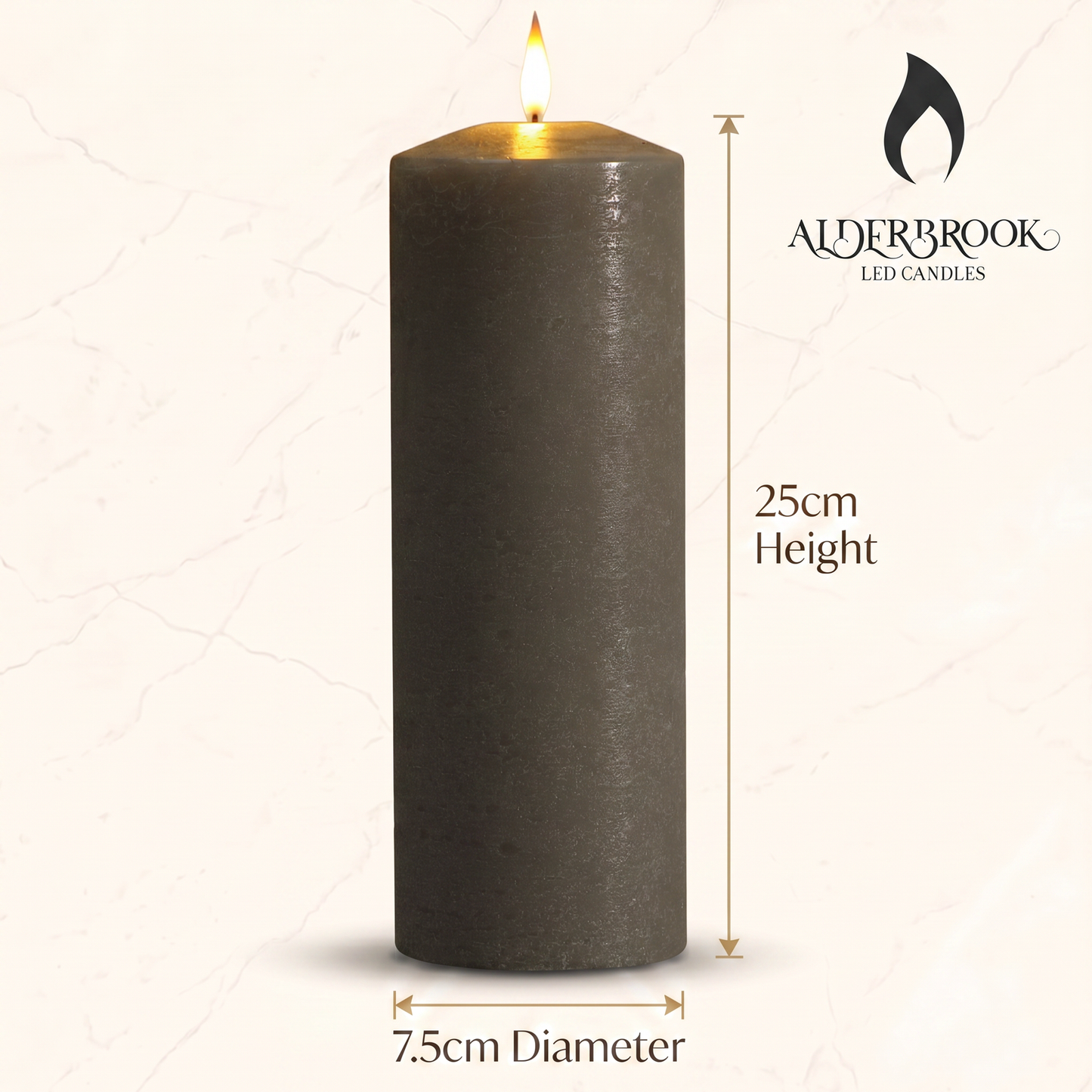 25CM Pewter Pillar Candle