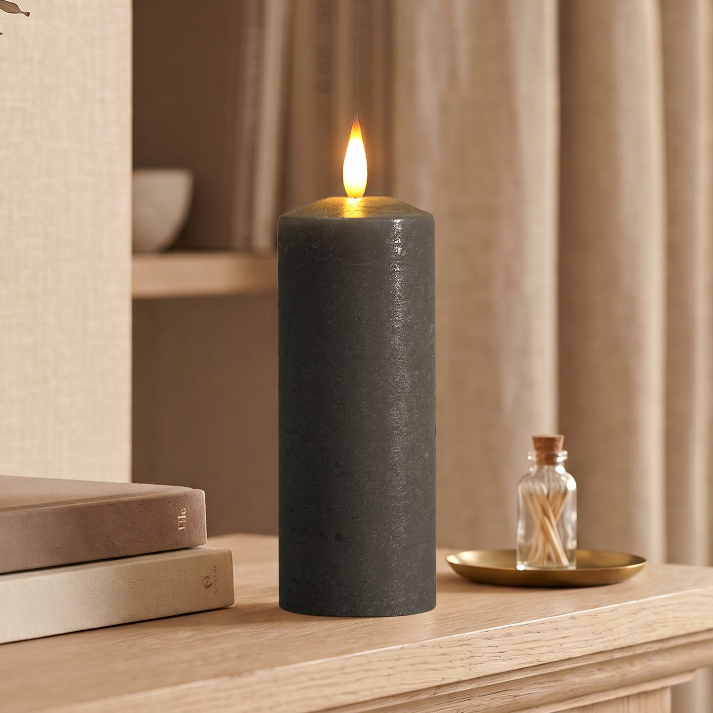 20CM Pewter Pillar Candle