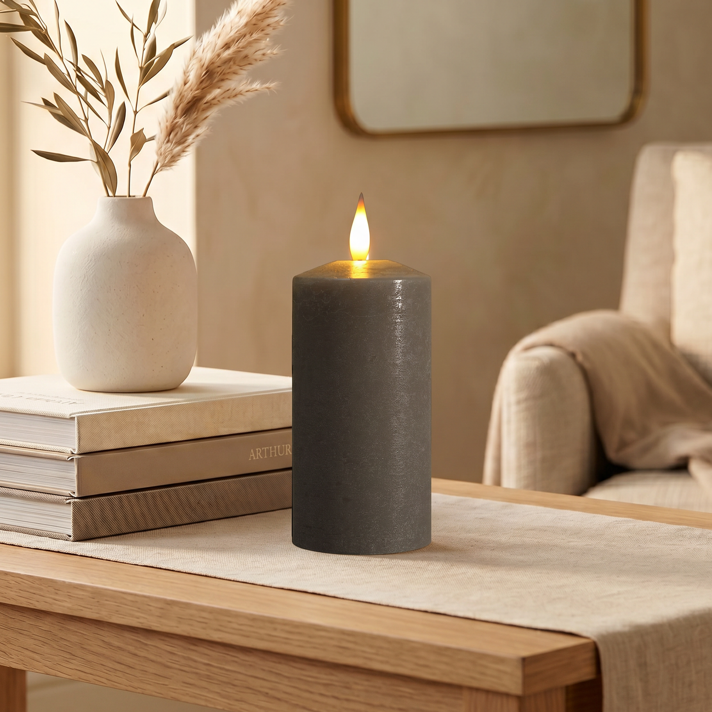 15CM Pewter Pillar Candle