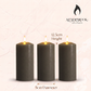 Set of 3 Slim Pewter Pillar Candles