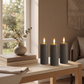 Set of 3 Slim Pewter Pillar Candles