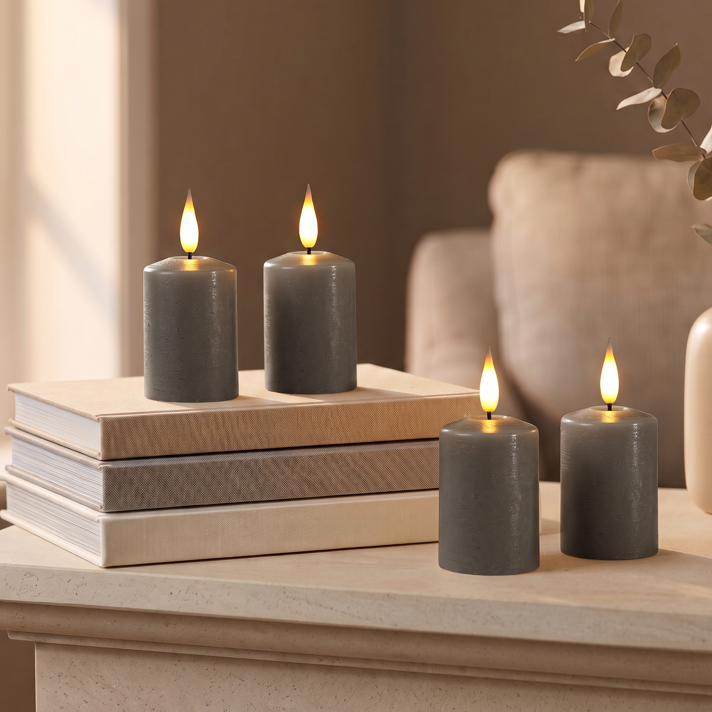 Set of 4 Pewter Votive Candles