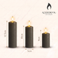 Set of 3 Slim Pewter Pillar Candles
