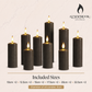 Set of 9 Slim Pewter Pillar Candles