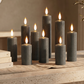 Set of 9 Slim Pewter Pillar Candles