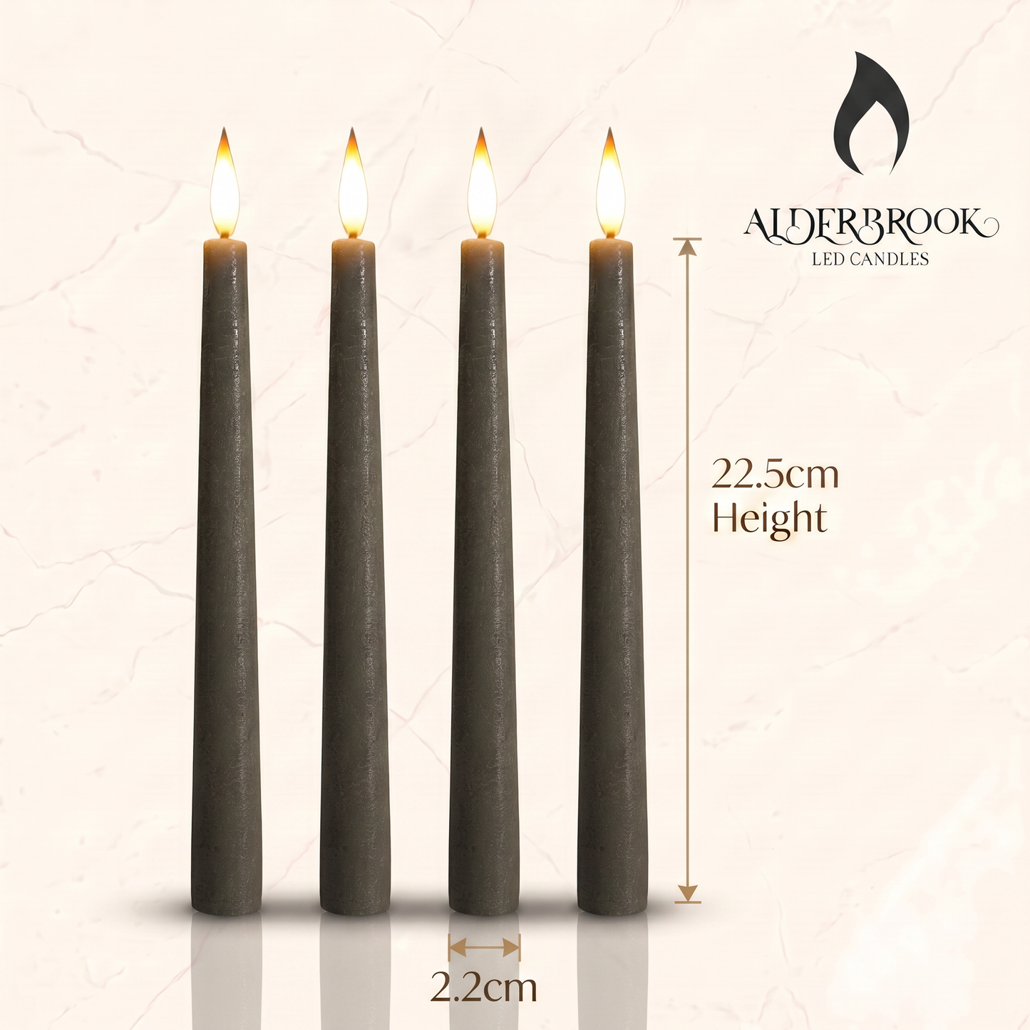 Set of 4 Pewter Taper Candles