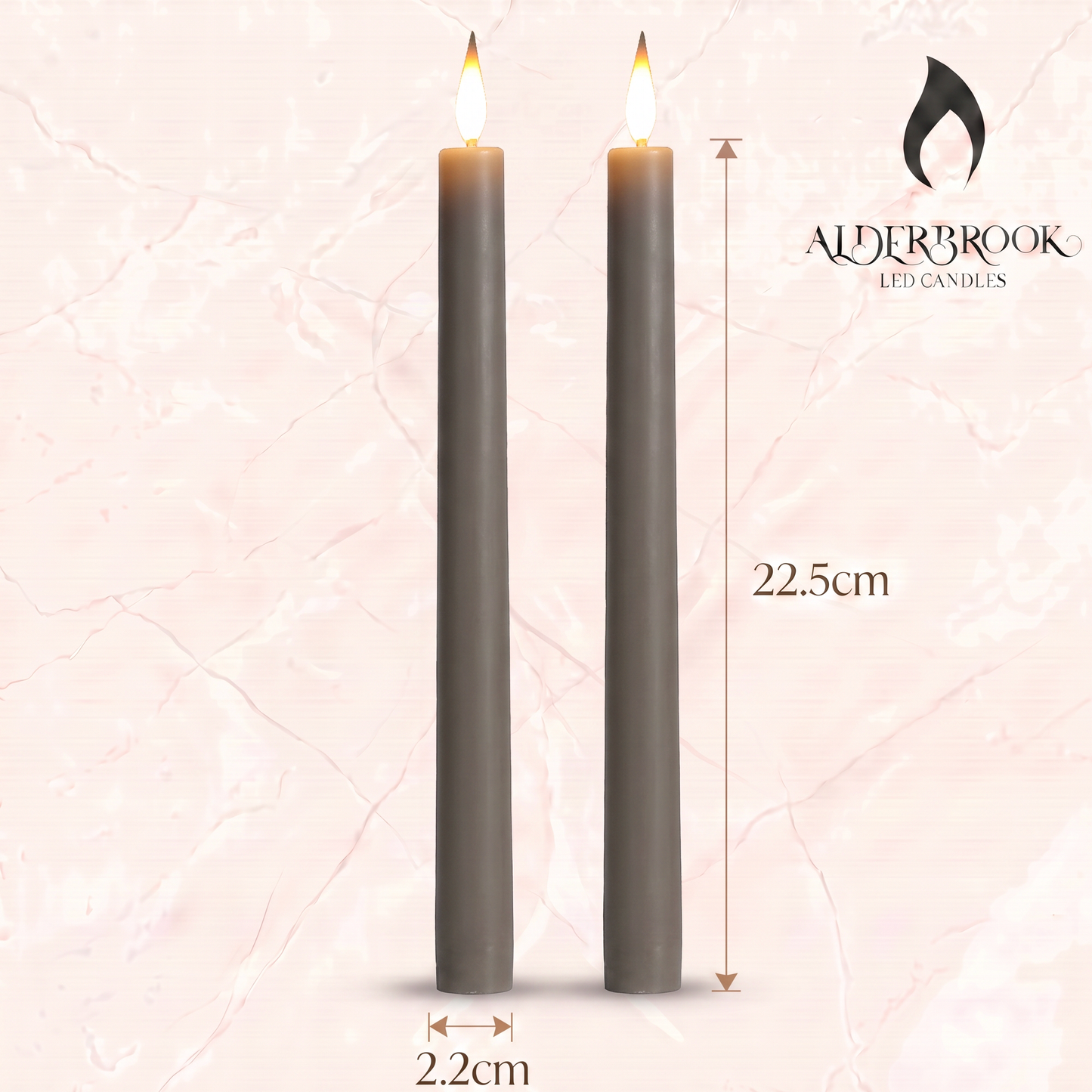 Set of 2 Pewter Dinner Candles
