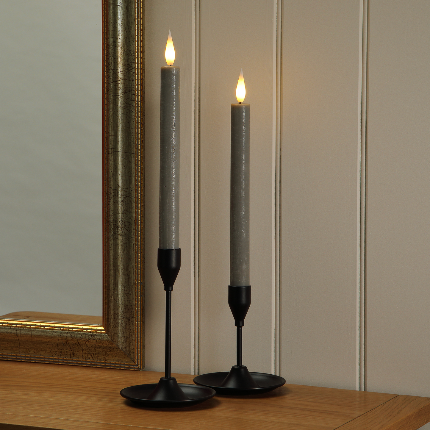 Set of 2 Pewter Dinner Candles