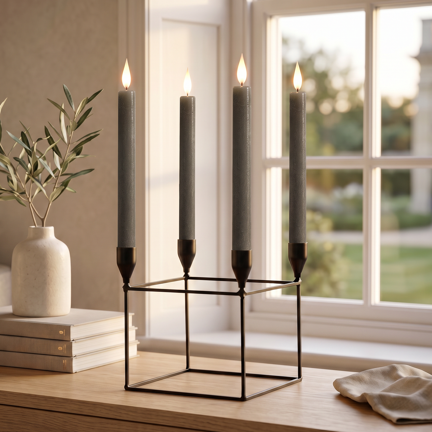 Set of 4 Pewter Dinner Candles