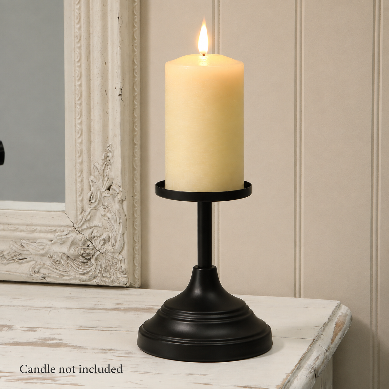 14CM Black Candle Metal Pillar Candle Stick