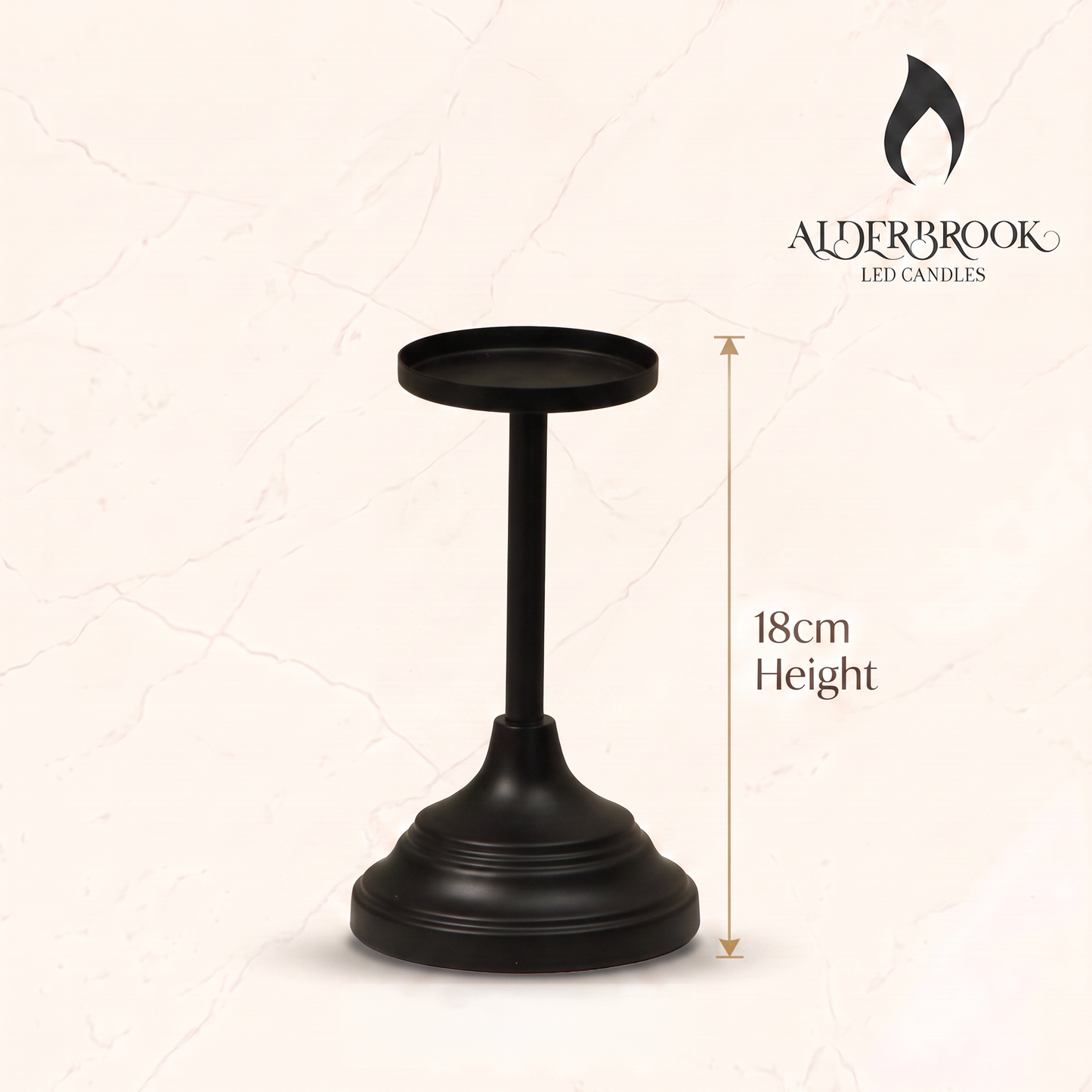 18CM Black Metal Pillar Candle Stick