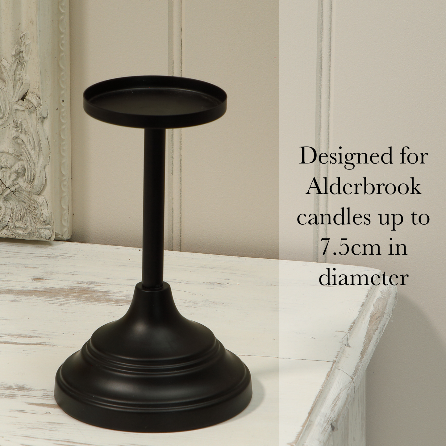 18CM Black Metal Pillar Candle Stick