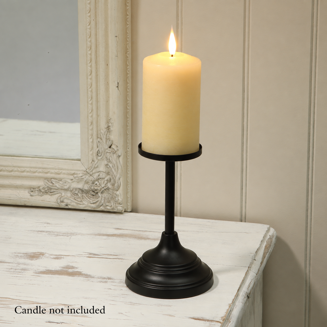 18CM Black Metal Pillar Candle Stick