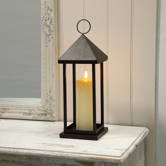 44CM Black Metal Pitched Lantern