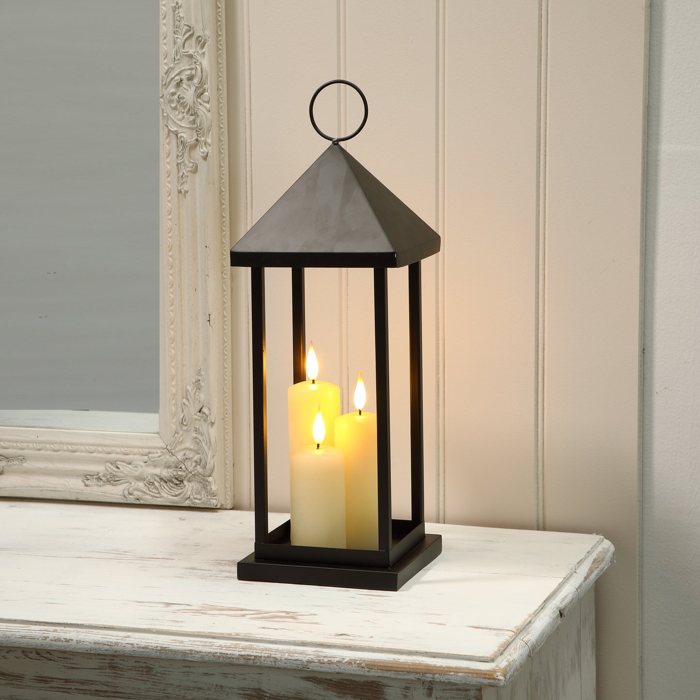 44CM Black Metal Pitched Lantern
