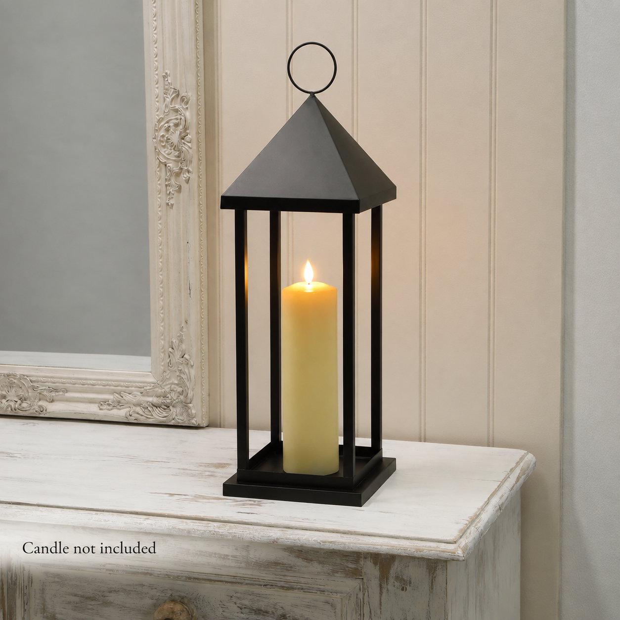 58CM Black Metal Pitched Landern
