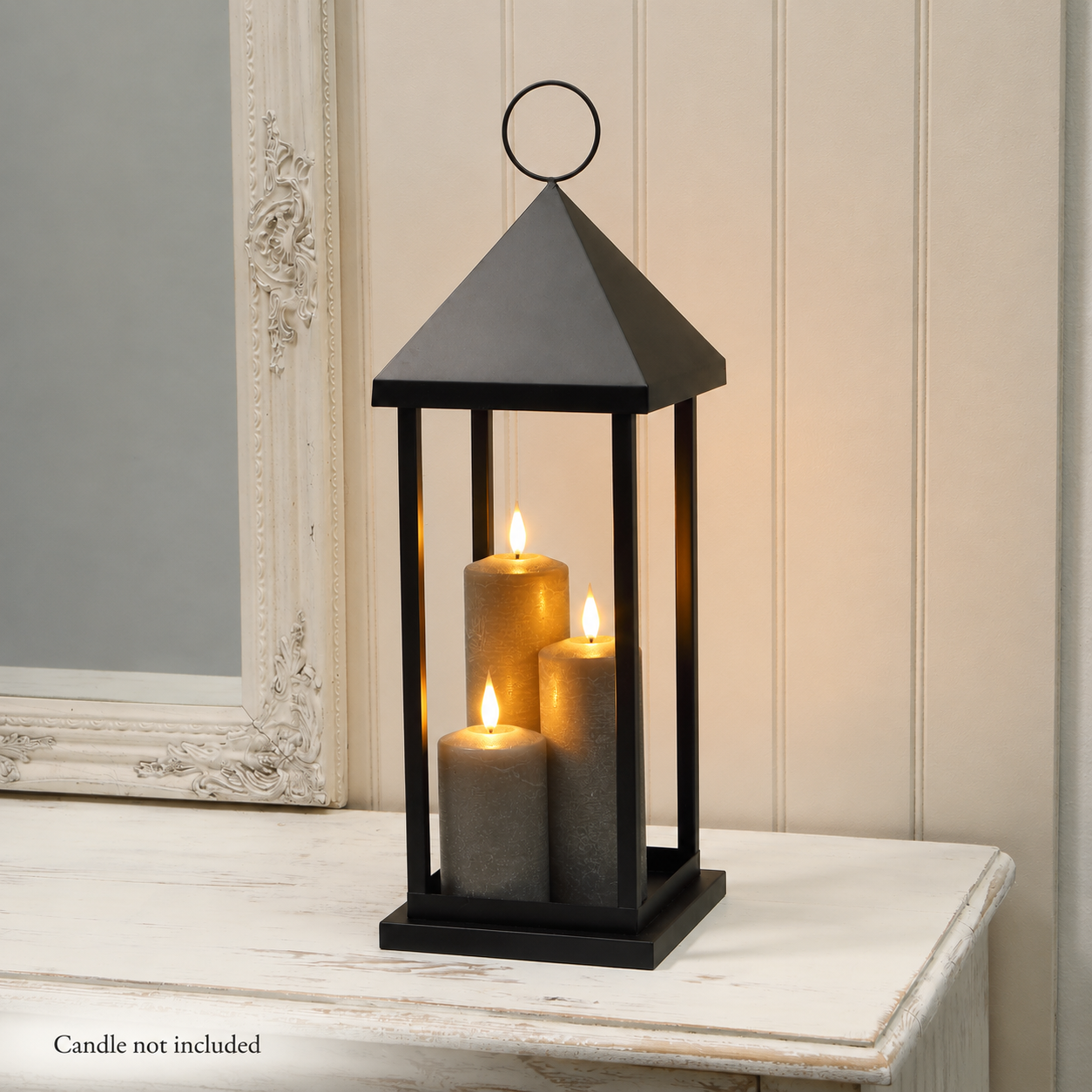 58CM Black Metal Pitched Landern